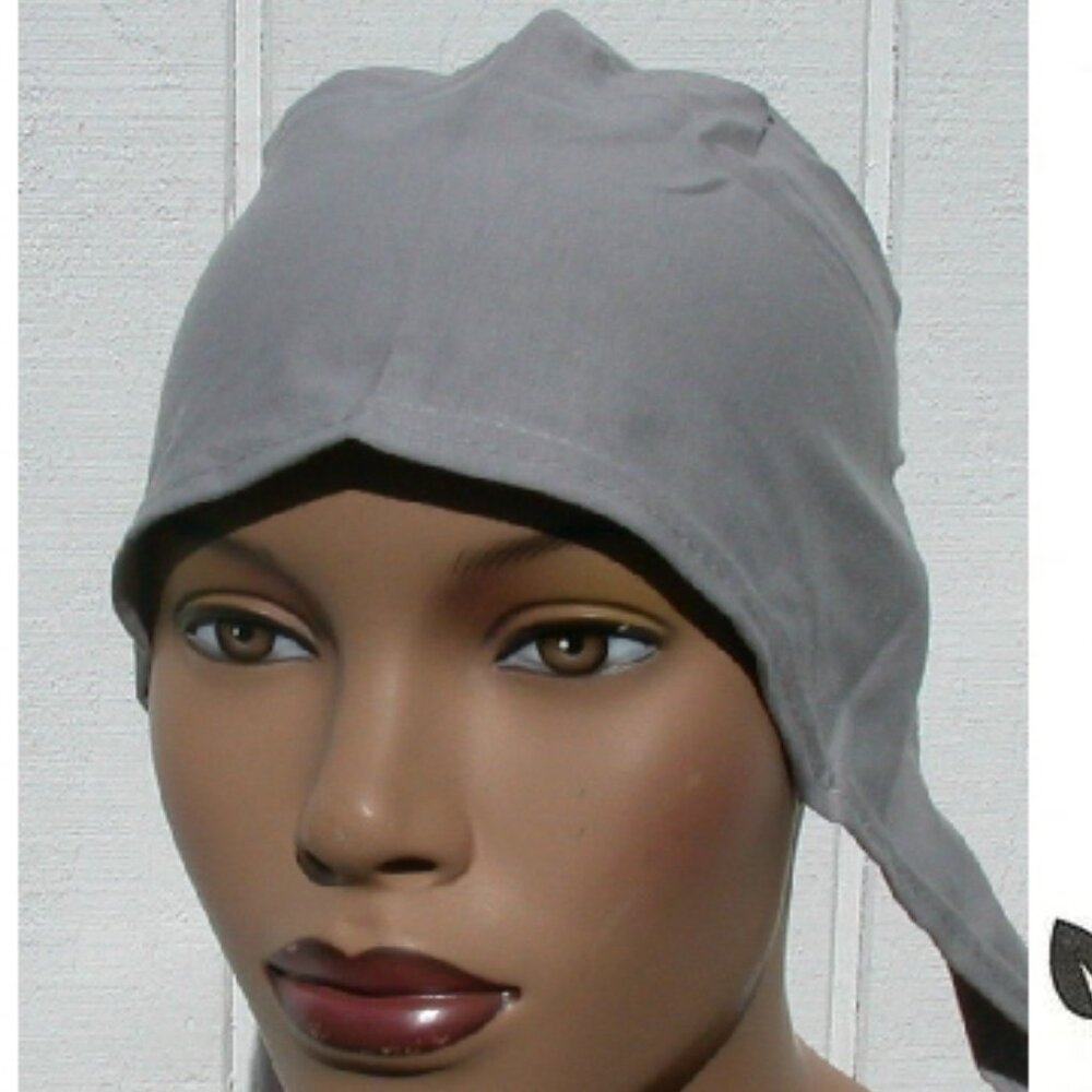 Light Grey Cotton Tie Back Bonnet